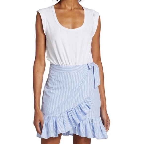 Veronica Beard Blue and White Ruffle Mini Dress - Picture 4 of 8